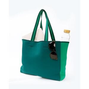 Summersalt Green Colorblocked Stripe Neoprene Beach Tote